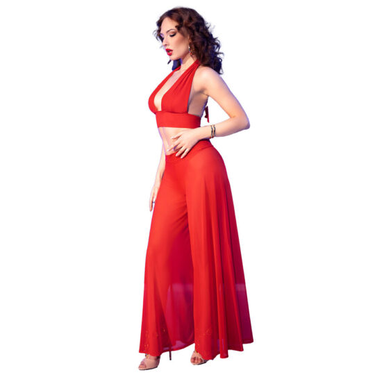 CHILIROSE - CR 4857 SET TOP E PANTALONI ROSSI TAGLIA M