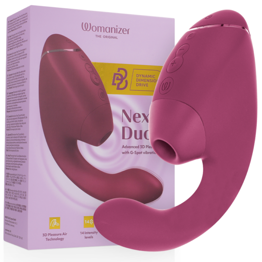 WOMANIZER - DUO NEXT STIMOLATORE DOPPIO CLITORIDEO E PUNTO G ROSA SCURO
