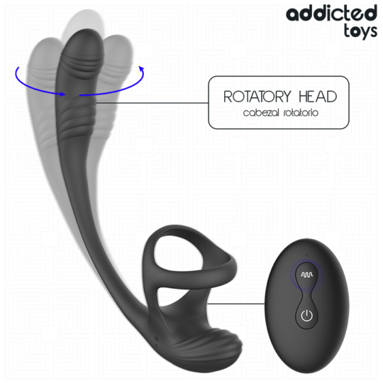 ADDICTED TOYS - PLUG ANALE CON VIBRAZIONE E OSCILLAZIONE A 360º E STIMOLATORE DEI TESTICOLI