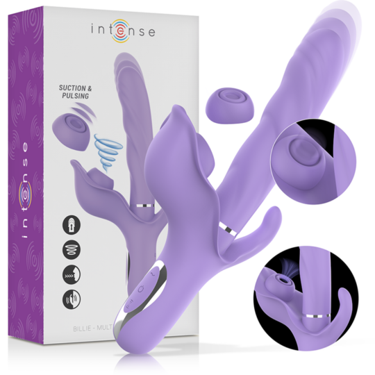 INTENSE - BILLIE VIBRATORE MULTIFUNZIONALE RICARICABILE A SUCCHIO CON PULSANTE VIOLA