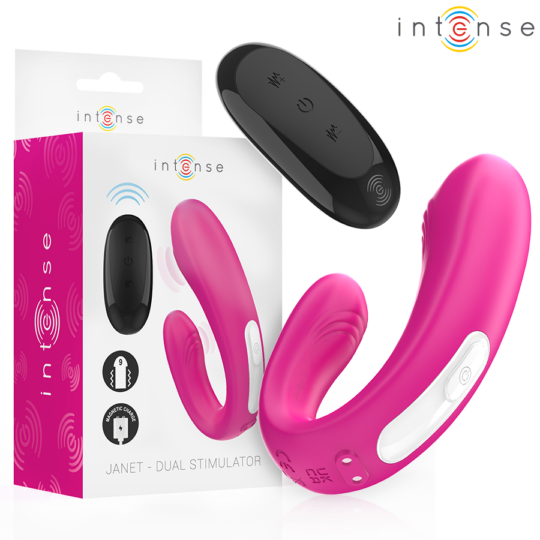INTENSE - JANET DUAL STIMOLATORE E VIBRATORE A FORMA DI U CON TELECOMANDO ROSA