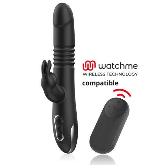 BLACK&SILVER - KENJI VIBRATORE RABBIT UP & DOWN + TELECOMANDO WATCHME