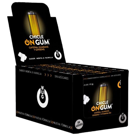 WUG GUM - ON CON CAFFEINA, GINSENG E GOMMA DI GUARANÀ | ESPOSITORE 12 X 8 UNITÀ