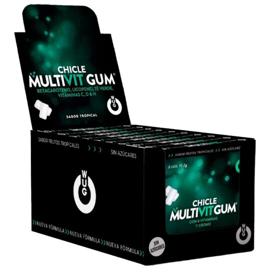 WUG GUM - MULTIVIT VITAMINA C, H, D, BETA-CAROTENE, LICOPENE E TÈ VERDE | ESPOSITORE 12 X 8 UNITÀ