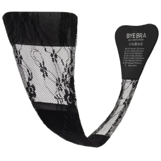 BYE-BRA - TANGA ADHESIVO ENCAJE NEGRO TALLA ÚNICA