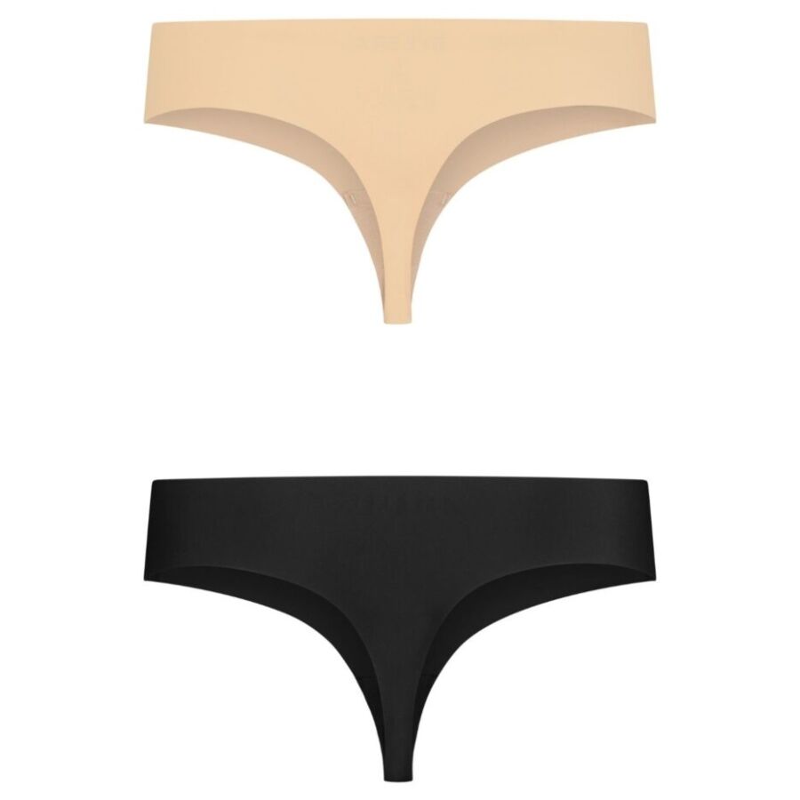 BYE-BRA - PACK 2 TANGAS INVISIBLES BEIGE Y NEGRO TALLA L