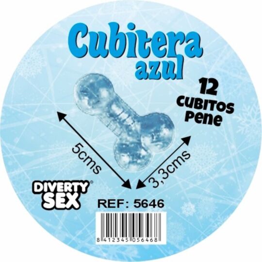 DIABLO PICANTE - 12 PENI IN SILICONE RIGIDO DA APPENDERE A UN SECCHIELLO PER IL GHIACCIO BLU