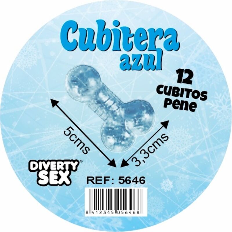 DIABLO PICANTE - 12 PENI IN SILICONE RIGIDO DA APPENDERE A UN SECCHIELLO PER IL GHIACCIO BLU