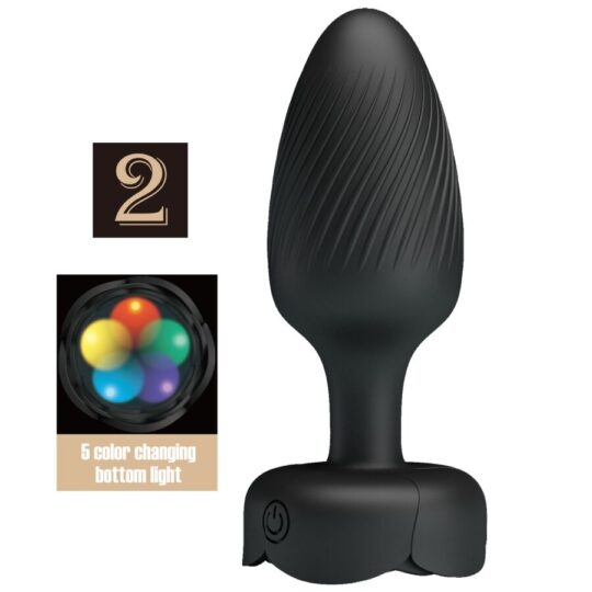 PRETTY LOVE - VARIAN PLUG ANALE CON LUCE LED NERO 10,8 CM