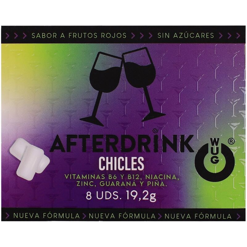 WUG After Drink – La gomma da masticare funzionale che ti aiuta a recuperare le energie dopo una serata fuori. BLISTER DA 8 PEZZI