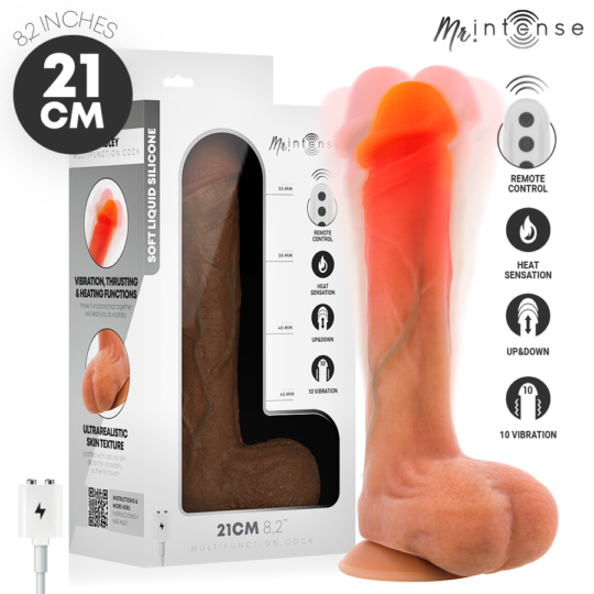 MR INTENSE - DILDO VIBRANTE IN SILICONE BRADLEY CON EFFETTO CALORE E TELECOMANDO 21 CM -Ø- 4,2 CM