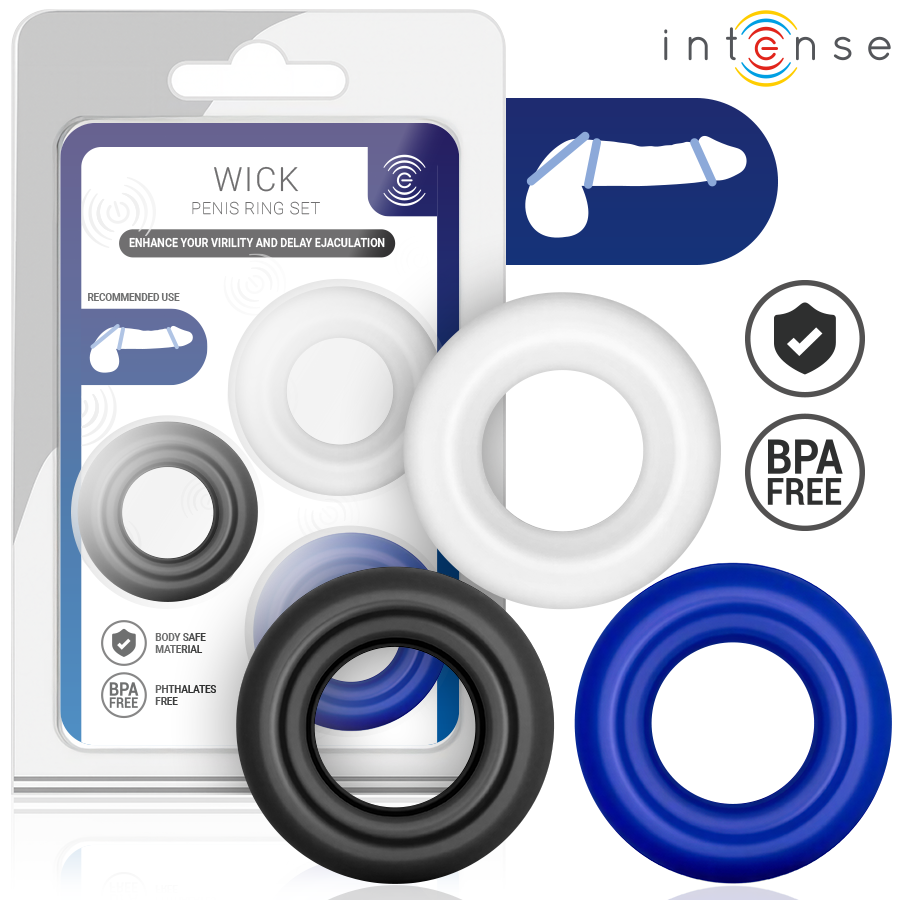 INTENSE - SET DI 3 ANELLI PER PENE WICK, VARI COLORI