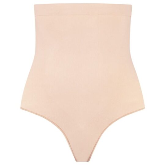 BYE-BRA - TANGA DE TALLE ALTO SIN COSTURAS BEIGE TALLA M