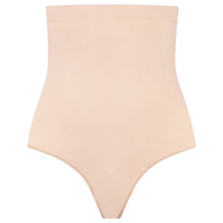 BYE-BRA - TANGA DE TALLE ALTO SIN COSTURAS BEIGE TALLA M
