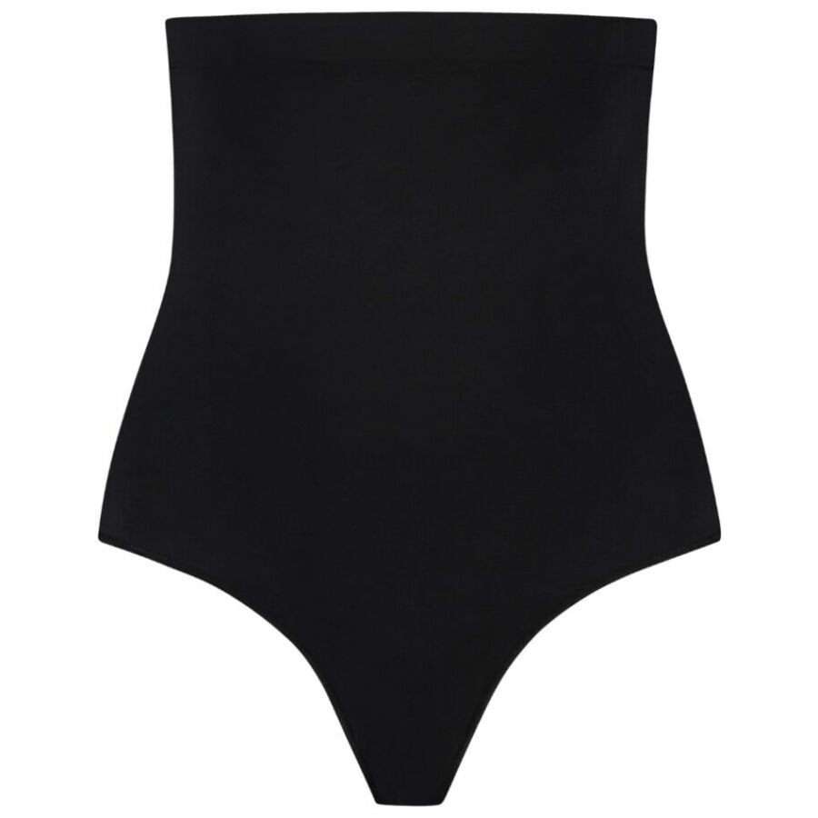 BYE-BRA - TANGA DE TALLE ALTO SIN COSTURAS NEGRO TALLA M