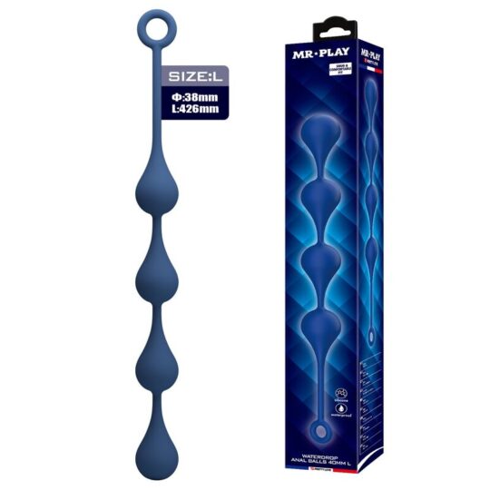 MR PLAY - PERLE ANALI IN SILICONE BLU TAGLIA L 42,6 CM