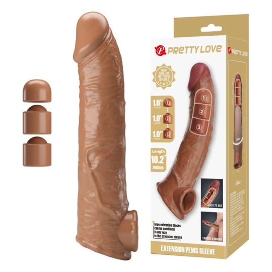 PRETTY LOVE - MANICOTTO REGOLABILE PER ALLUNGAMENTO DEL PENE 26 CM Ø 4 CM NATURALE