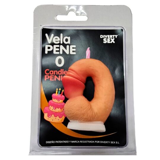 DIABLO PICANTE - CANDELA A FORMA DI PENE A FORMA DI NUMERO 0 COLORE CARNE