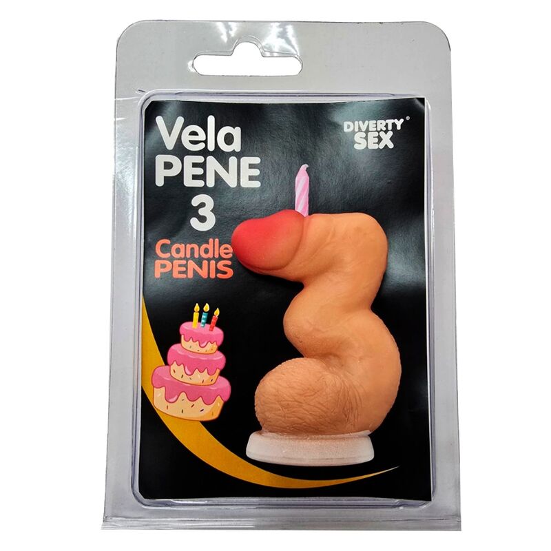 DIABLO PICANTE - CANDELA A FORMA DI PENE NELLA FORMA DEL NUMERO 3 COLOR CARNE