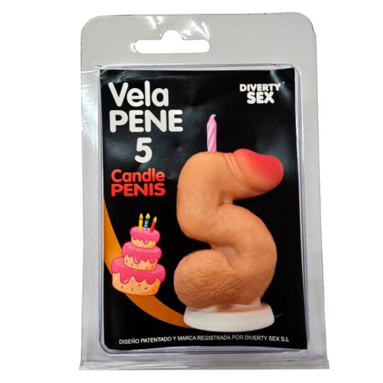 DIABLO PICANTE - CANDELA A FORMA DI PENE NELLA FORMA DEL NUMERO 5 COLORE CARNE