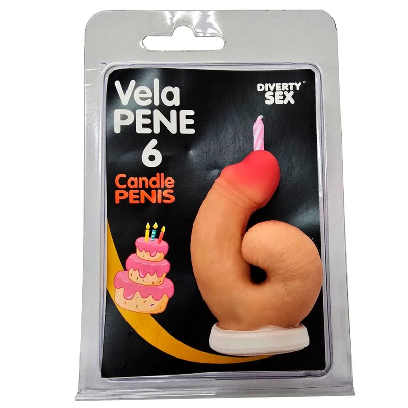 DIABLO PICANTE - CANDELA A FORMA DI PENE NELLA FORMA DEL NUMERO 6 COLOR CARNE