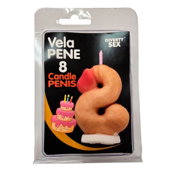 DIABLO PICANTE - CANDELA A FORMA DI PENE A FORMA DI NUMERO 8 COLORE CARNE