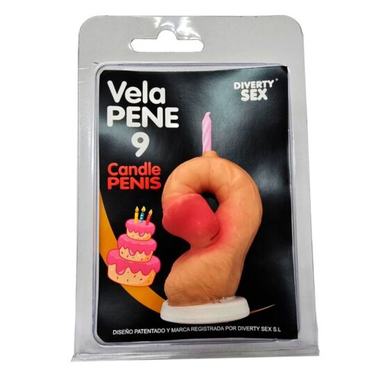 DIABLO PICANTE - CANDELA A FORMA DI PENE NELLA FORMA DEL NUMERO 9 COLORE CARNE