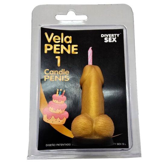 DIABLO PICANTE - CANDELA A FORMA DI PENE NELLA FORMA DEL NUMERO 1 COLORE ORO