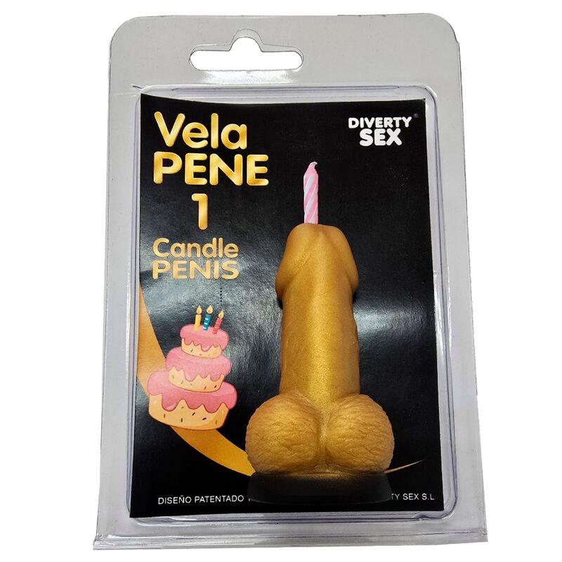 DIABLO PICANTE - CANDELA A FORMA DI PENE NELLA FORMA DEL NUMERO 1 COLORE ORO
