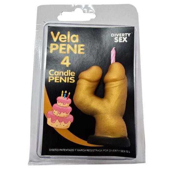 DIABLO PICANTE - CANDELA A FORMA DI PENE NELLA FORMA DEL NUMERO 4 COLORE ORO