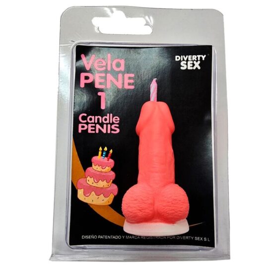 DIABLO PICANTE - CANDELA A FORMA DI PENE A FORMA DI NUMERO 1 COLORE ROSA