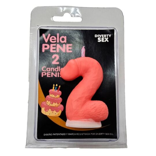 DIABLO PICANTE - CANDELA A FORMA DI PENE A FORMA DI NUMERO 2 COLORE ROSA