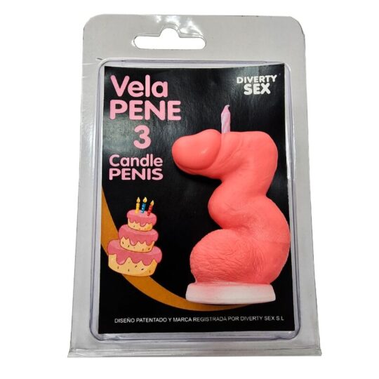 DIABLO PICANTE - CANDELA A FORMA DI PENE A FORMA DI NUMERO 3 COLORE ROSA