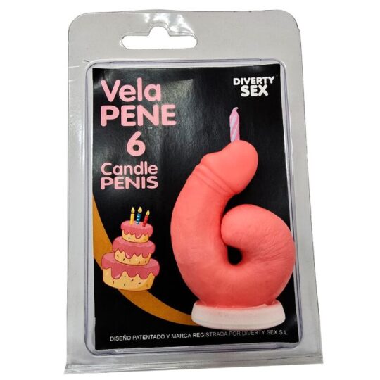 DIABLO PICANTE - CANDELA A FORMA DI PENE A FORMA DI NUMERO 6 COLORE ROSA