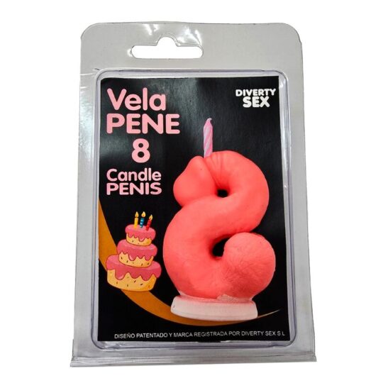 DIABLO PICANTE - CANDELA A FORMA DI PENE A FORMA DI NUMERO 8 COLORE ROSA
