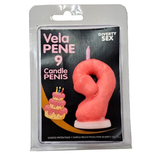 DIABLO PICANTE - CANDELA A FORMA DI PENE A FORMA DI NUMERO 9 COLORE ROSA