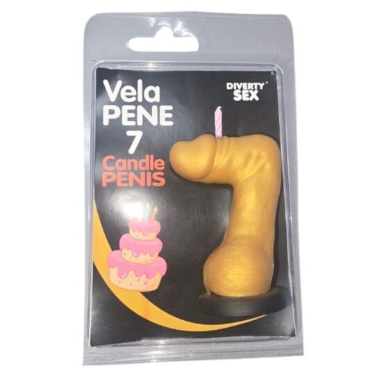 DIABLO PICANTE - CANDELA A FORMA DI PENE NELLA FORMA DEL NUMERO 7 COLORE ORO