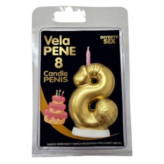 DIABLO PICANTE - CANDELA A FORMA DI PENE A FORMA DI NUMERO 8 COLORE ORO