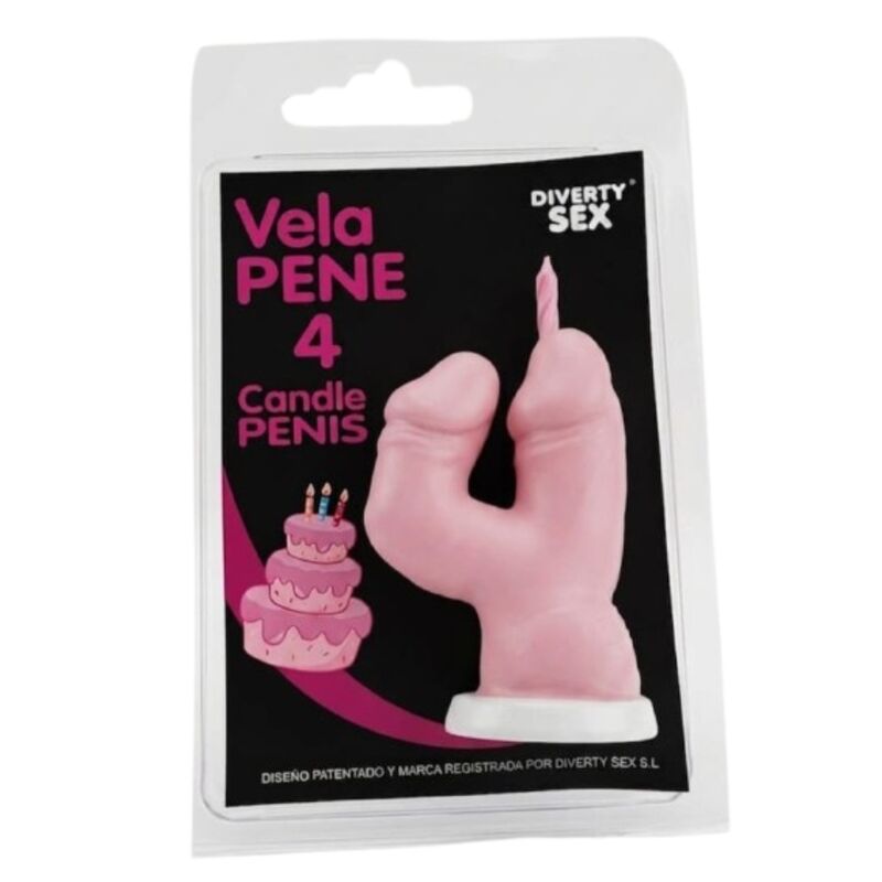 DIABLO PICANTE - CANDELA A FORMA DI PENE A FORMA DI NUMERO 4 COLORE ROSA