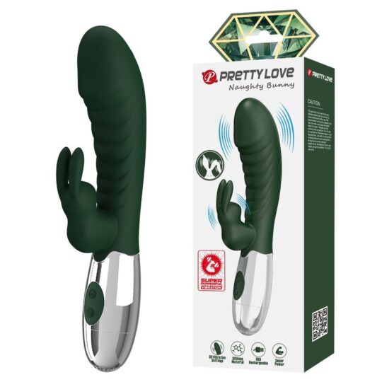 PRETTY LOVE - VIBRATORE A FORMA DI CONIGLIO NAUGHTY BUNNY, 30 FUNZIONI, RICARICABILE TRAMITE USB, VERDE
