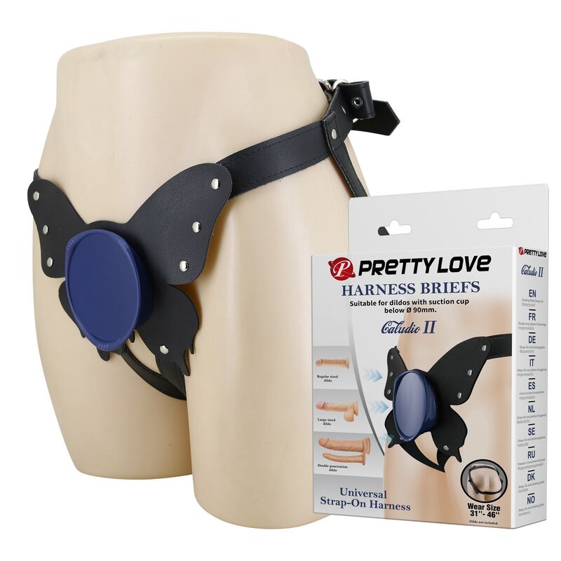 PRETTY LOVE - SLIP UNIVERSALI CON IMBRACATURA STRAP-ON NERI E BLU