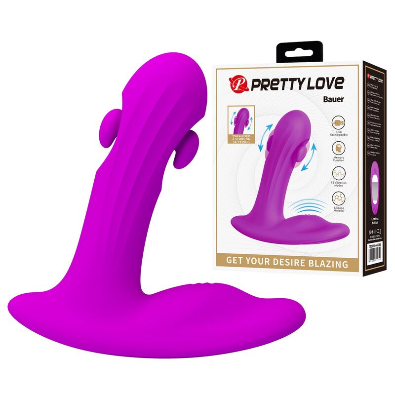 PRETTY LOVE - MASSAGGIATORE PROSTATICO RICARICABILE BAUER, 12 MODALITÀ, VIOLA