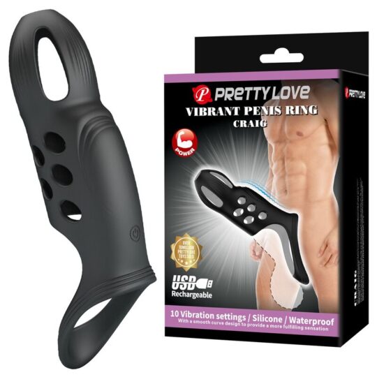 PRETTY LOVE - ANELLO PER PENE VIBRANTE RICARICABILE CRAIG NERO