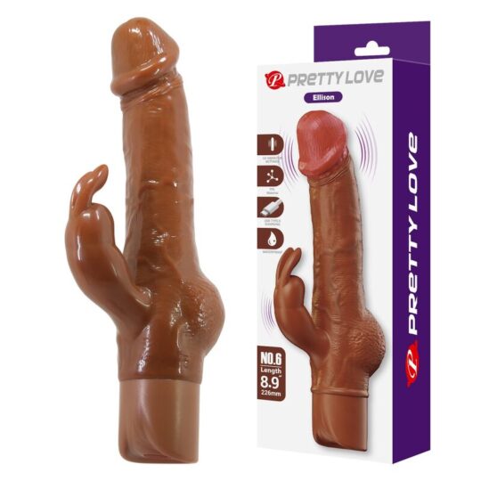 PRETTY LOVE - VIBRATORE A FORMA DI CONIGLIO REALISTICO ELLISON 22,6 CM Ø 4,2 CM MARRONE