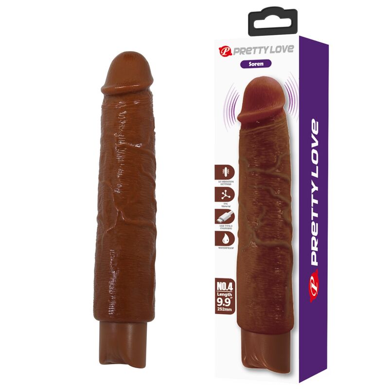 PRETTY LOVE - VIBRATORE REALISTICO GAVIN 25 CM Ø 5 CM MARRONE