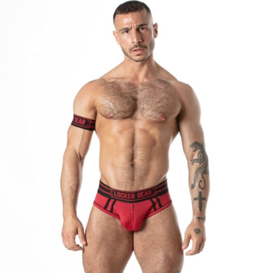 LOCKER GEAR - SLIP SPORTIVO IN RETE ROSSO TAGLIA M