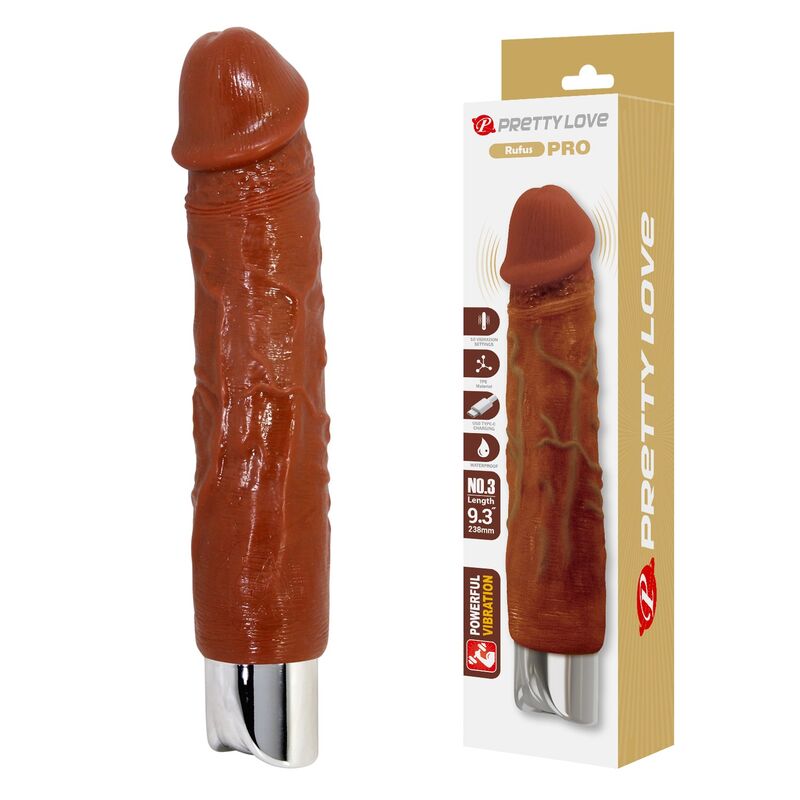 PRETTY LOVE - VIBRATORE PRO REALISTICO 23,5 CM Ø 4,8 CM MARRONE