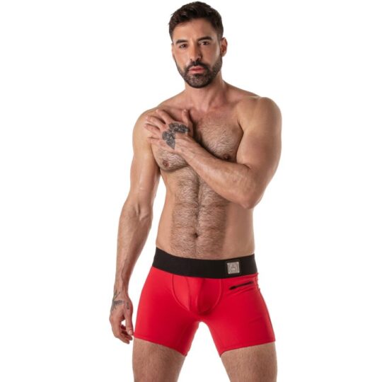 LOCKER GEAR - BAULE CON FASCIA IN VITA LARGA ROSSO L