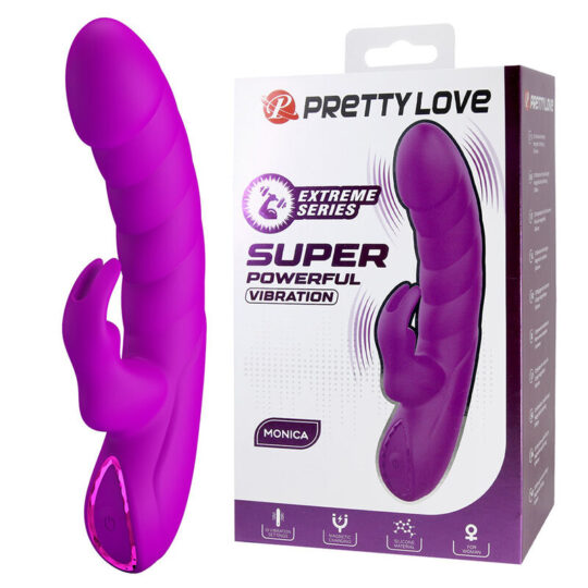 PRETTY LOVE - MONICA VIBRATORE RICARICABILE A DOPPIA STIMOLAZIONE DEL PUNTO G E DEL CLITORIDE, VIOLA