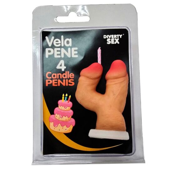 DIABLO PICANTE - CANDELA A FORMA DI PENE NELLA FORMA DEL NUMERO 4 COLOR CARNE